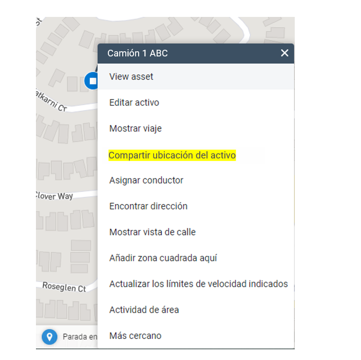 Ejemplo de camión 1 ABC en MyGeotab